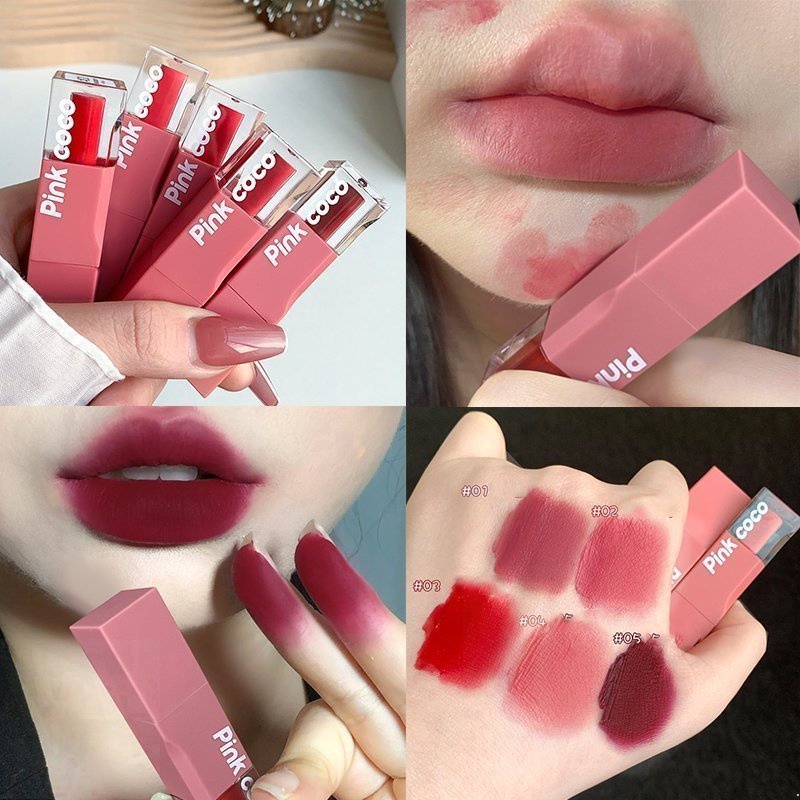 Son Môi Pink Coco Màu Lì Kết Cấu Kính Lâu Trôi Không Dễ Phai Với 5 Kiểu Màu Tùy Chọn