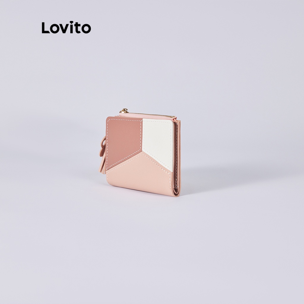 Túi hai ngăn dạng dây kéo ghép nối màu sắc phối tua rua dễ thương cho nữ