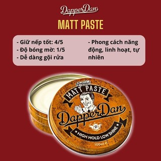 [ CHÍNH HÃNG ] Sáp vuốt tóc Dapper Dan Matt Paste - 100ml
