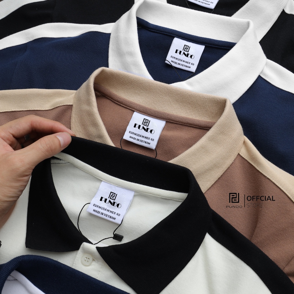 Áo thun polo nam PUNDO có cổ tay phối viền màu trơn chất vải mềm mát APPD68