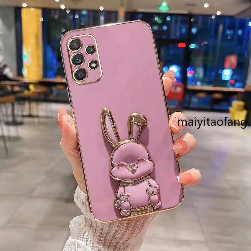 Ốp Điện Thoại Silicon Dẻo Kèm Giá Đỡ Hình Chú Thỏ Dễ Thương Cho Samsung Galaxy A73 A53 A33 A23 A13 4G 5G 2023