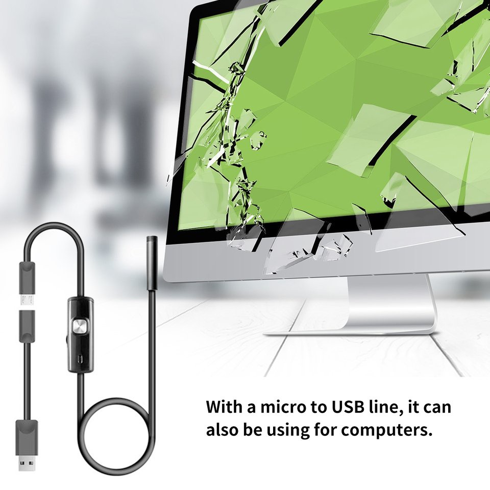 6 LED Waterproof 1M 7mm Phone Endoscope Inspection Camera For Android PC