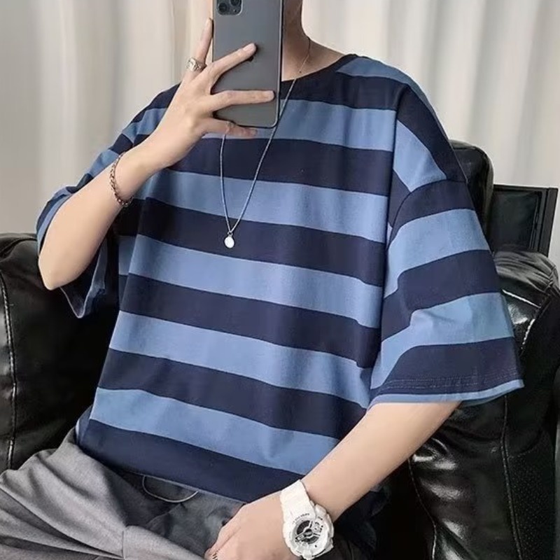 Áo Thun Tay Ngắn Cổ Tròn Plus Size M-8XL Phong Cách Hàn Quốc Cho Nam