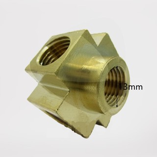 Co nối, cút nối, đầu nối thau 5 ngã ren trong 13 mm
