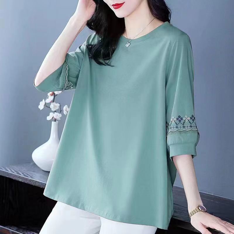 Áo Thun Tay Ngắn Dáng Rộng Thêu Họa Tiết Thời Trang Mới 2023 Cho Nữ