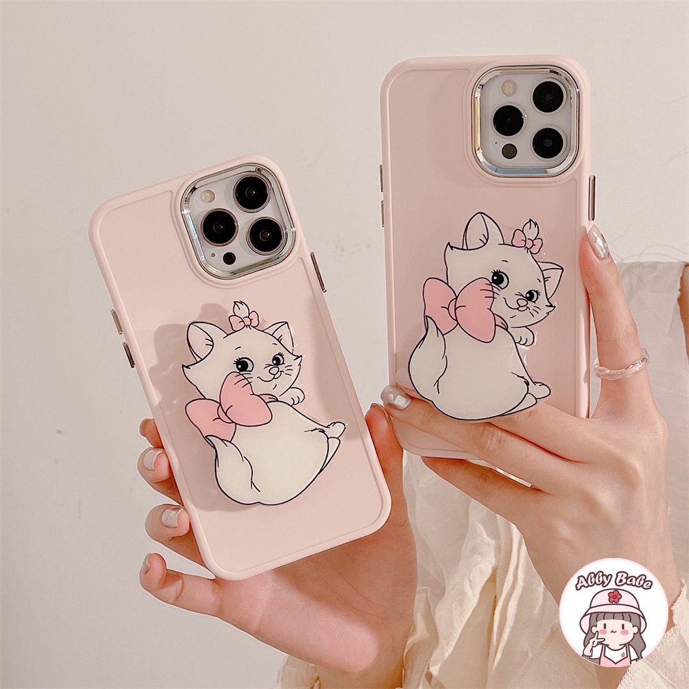 Ốp Điện Thoại TPU Mềm Chống Mồ Hôi Họa Tiết Mèo Hoạt Hình Có Giá Đỡ Kim Loại Cho IPhone 14 Pro Max 13 12 11 Pro Max