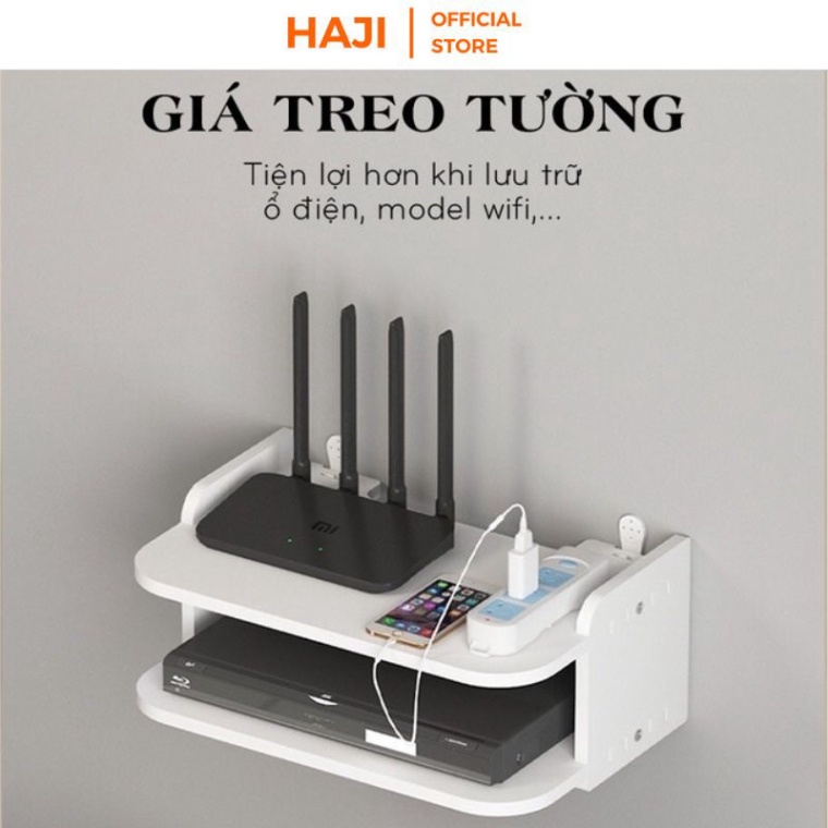 Kệ wifi treo tường đa năng chất liệu gỗ nhựa PVC chịu lực tốt không cần khoan thương hiệu HAJI C407/C375