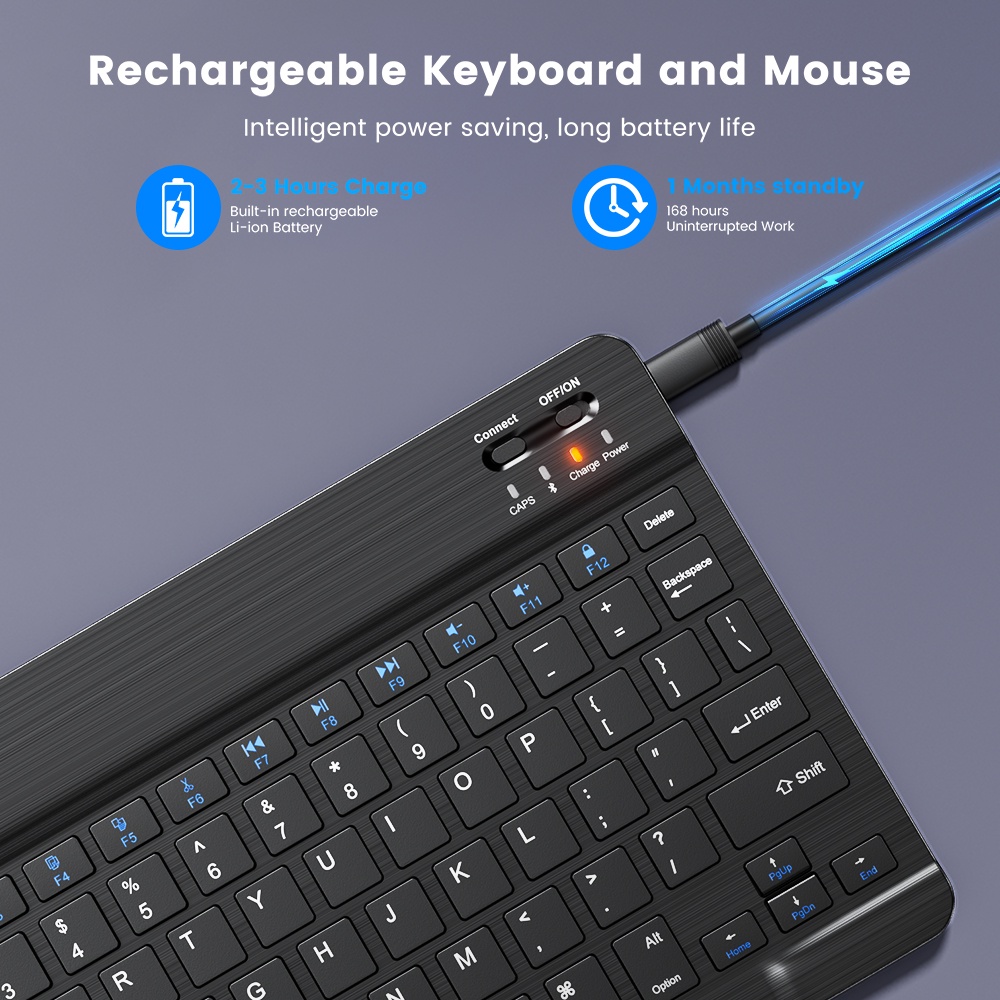 Bàn phím không dây Bluetooth Kit Bàn phím im lặng có thể sạc lại cho iPad iphone Tablet TV Windows