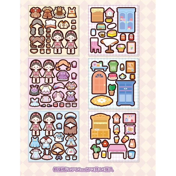 Bộ 12 Tờ 4 Loại Sticker Dán Trang Trí Lều Họa Tiết Hoạt Hình Dễ Thương