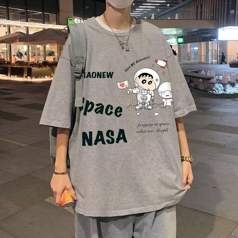 Áo Thun Tay Ngắn Cổ Tròn In Họa Tiết Thời Trang Phong Cách Hàn Quốc Cho Nam Size M-5XL