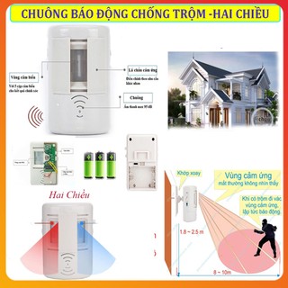 Chuông Báo Chống Trộm, Chuong Bao Dong, Chuông Cảm Biến Chống Trộm thiết kế thông minh với đế xoay 360 độ