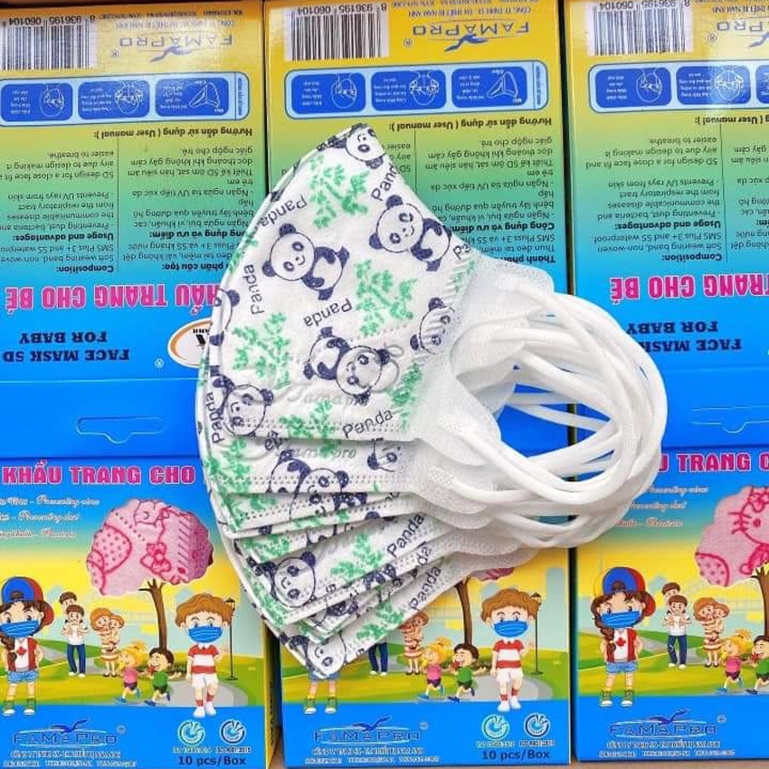 Combo 10 Hộp khẩu trang trẻ em 5D thương hiệu FAMAPRO (Hộp 10 cái)