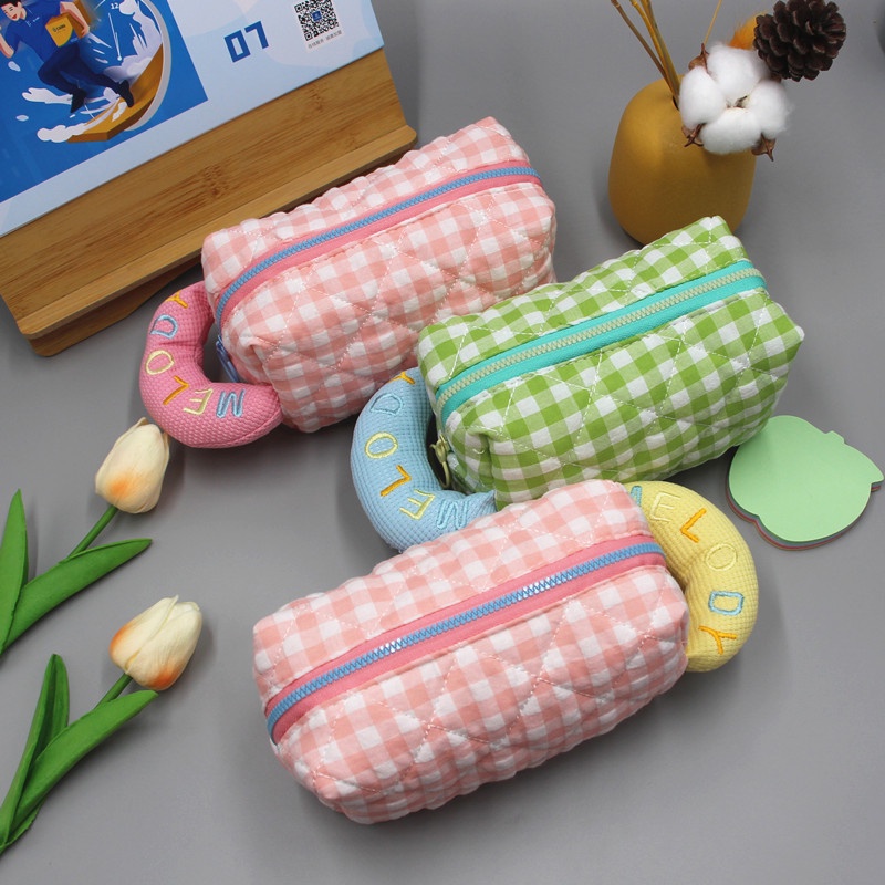 Túi Đựng Mỹ Phẩm Vải cotton Thêu Họa Tiết Xinh Xắn