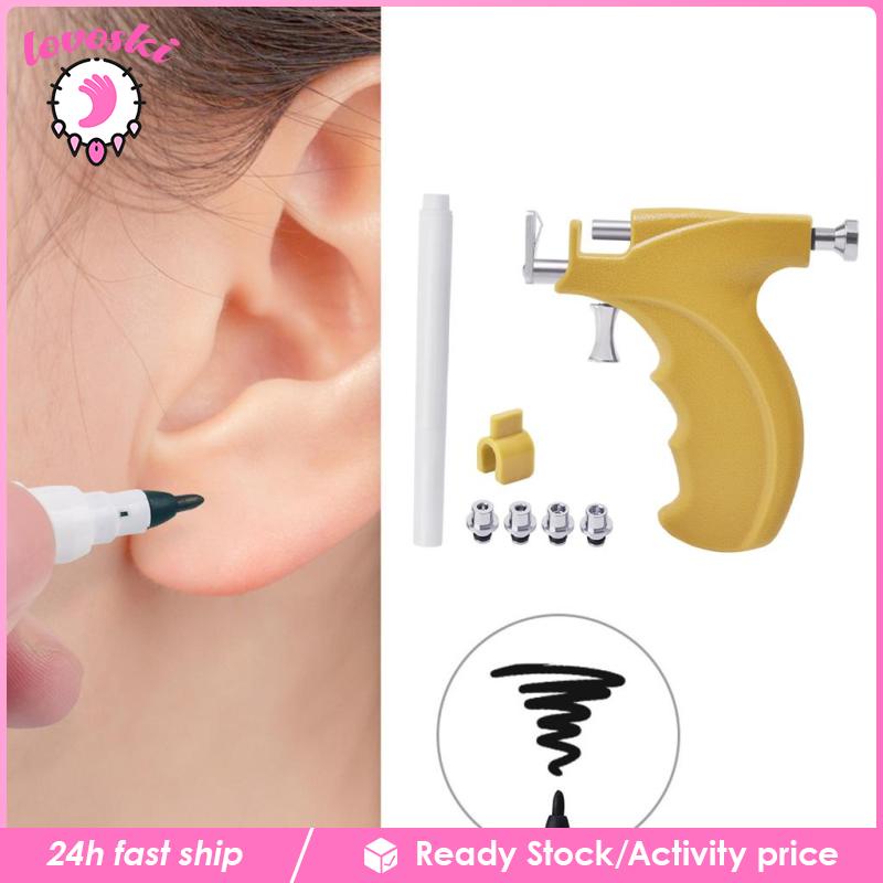 Dụng Cụ Xỏ Khuyên Tai Bằng Thép Không Gỉ Màu Vàng