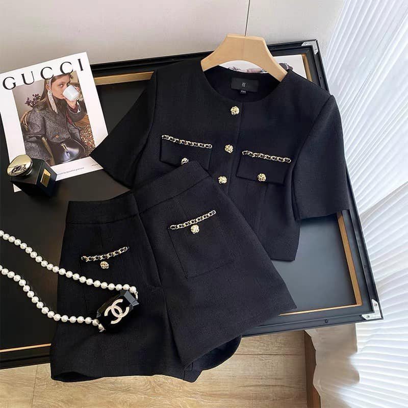 Set bộ bigsize Nữ Tú Mỡ Bigsize Thiết Kế Thon Gọn Tôn Dáng Set bộ viền túi Đi làm dạo phố Đủ size 45-85kg DB0043