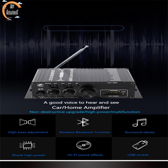 Bộ Khuếch Đại Âm Thanh Không Dây Ak-380 Bluetooth 5.0 2.0 Chuyên Dụng