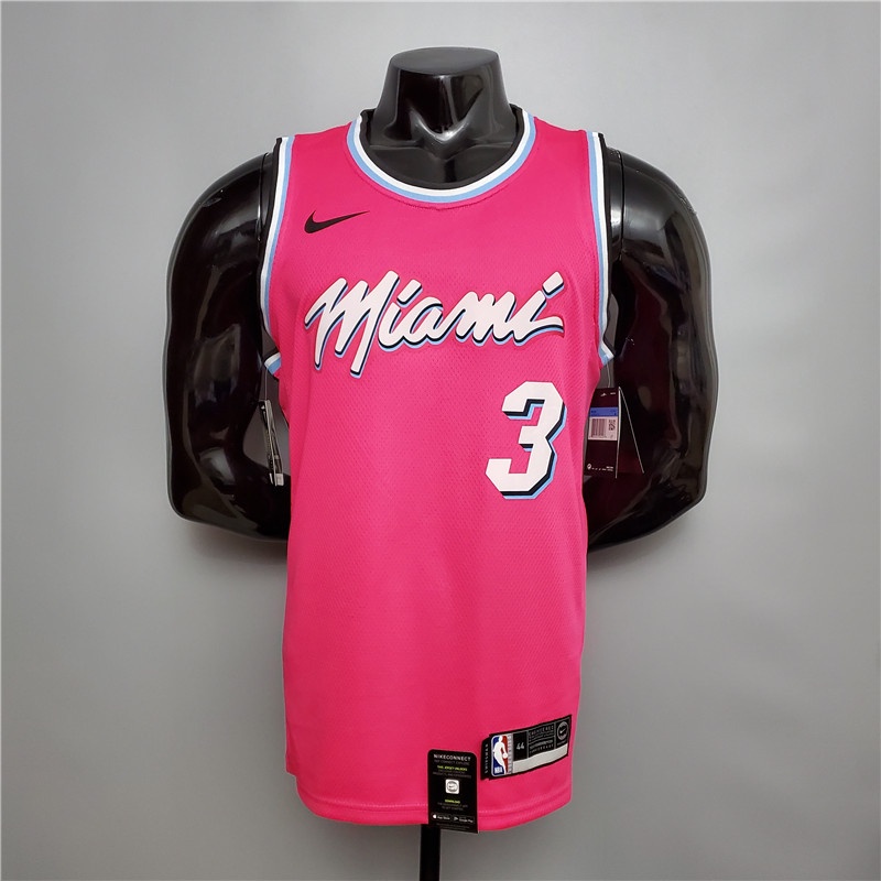 Áo Bóng Rổ Miami Heat 3 Dwyane Wade Màu Hồng Cho Nam
