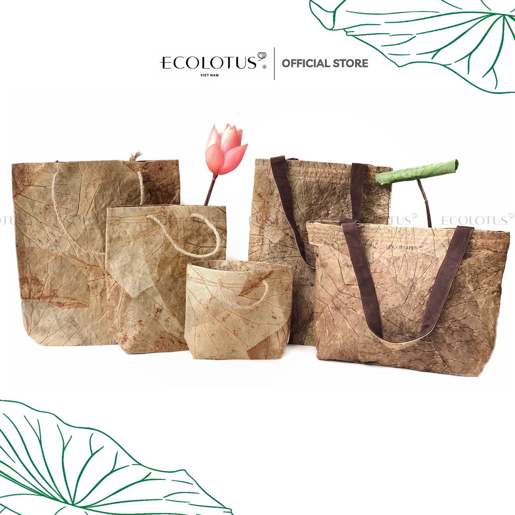 Túi Giấy Lá Sen ECOLOTUS, Size L, 33x30x11cm, Sản Phẩm Thiên Nhiên.