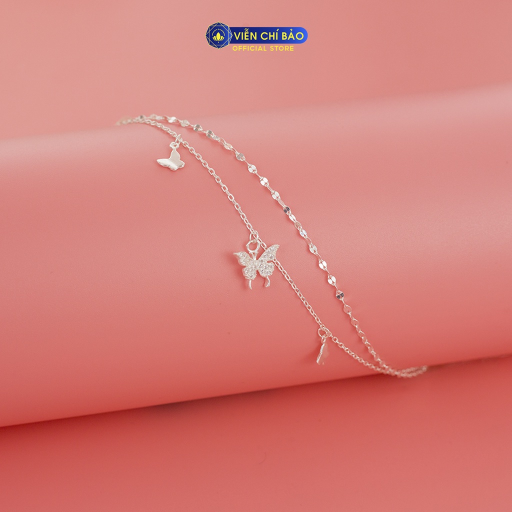 Lắc tay bạc nữ cánh bướm 2 dây chất liệu bạc 925 thời trang phụ kiện trang sức Viễn Chí Bảo L400557