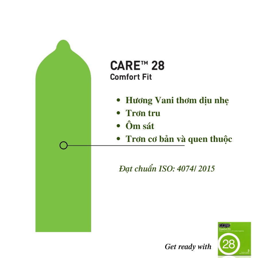 COMBO bao cao su CARE 28 hương vani hộp 12 bcs và Hộp 5 Gel bôi trơn gốc nước hộp 5 gói