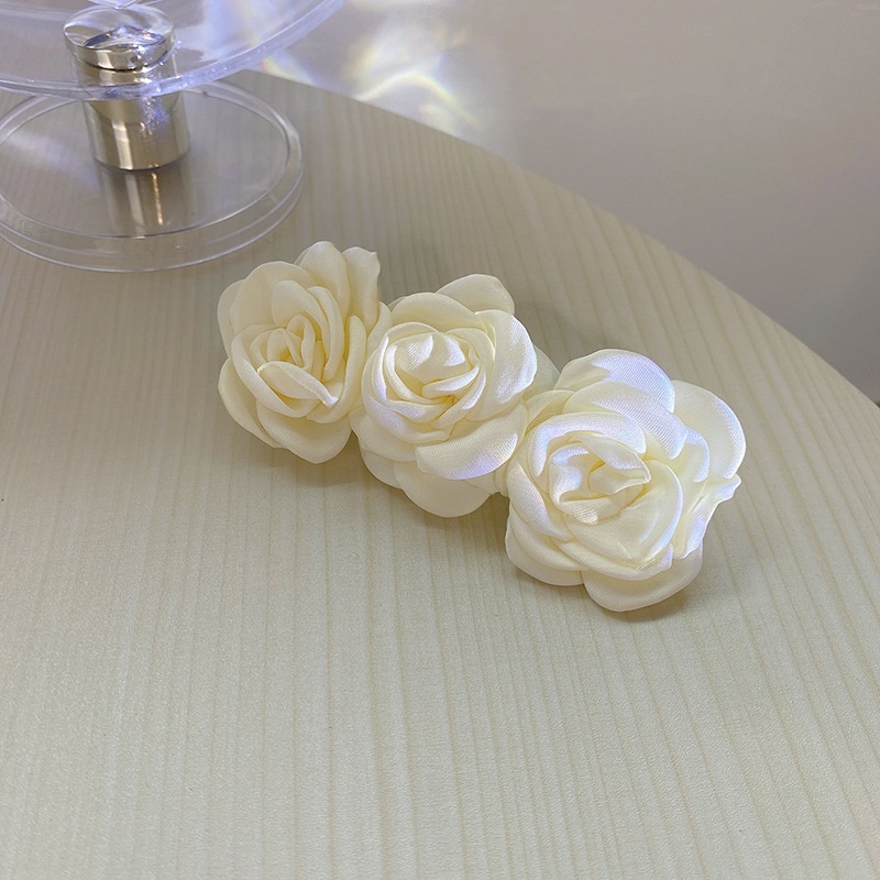 Kẹp Tóc Hình Hoa Trà Lưới Màu Trắng Phong Cách Hàn Quốc Cho Nữ