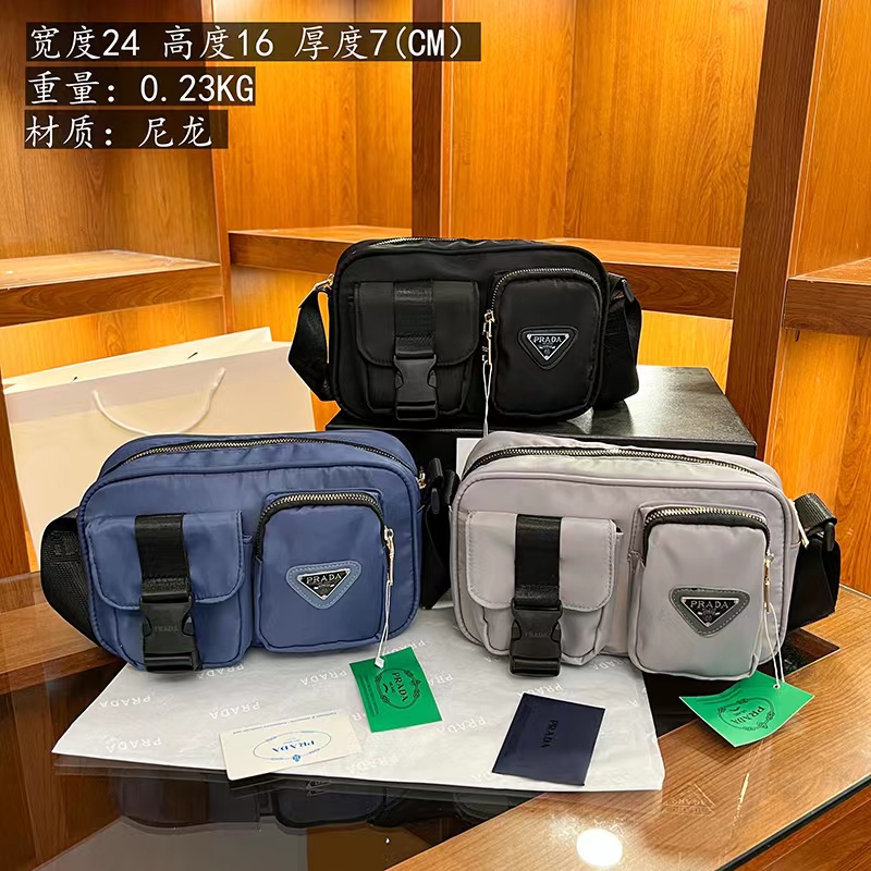 Túi Đeo Chéo Nam Nữ Prada Unisex Nylon Thể Thao Túi Bao Tử Siêu Nhẹ Chống Nước Du Lịch Thời Trang