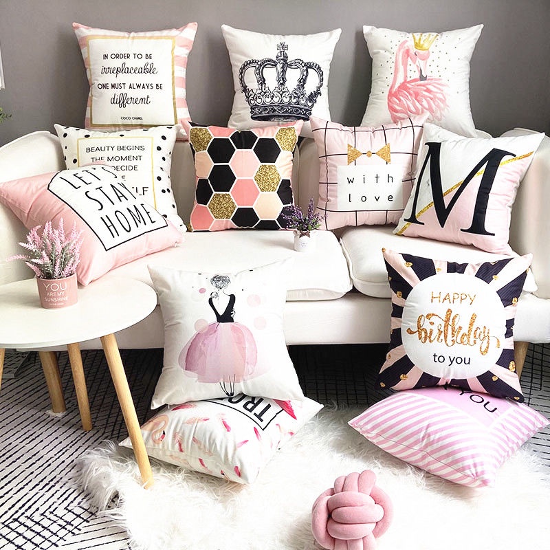 Vỏ Gối Tựa Lưng Hình Vuông Hai Mặt Đa Năng Kích Thước 40x40 45x45 50x50