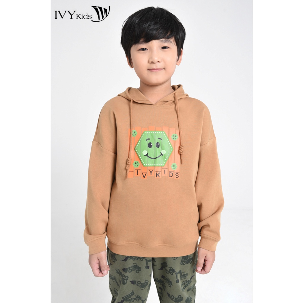 Áo hoodie bé trai in họa tiết IVY moda MS 59K1516