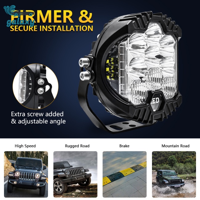 Galaxy Đèn Pha Led 5 Inch 6000k 15000lm Bằng Hợp Kim Nhôm Cao Cấp Cho Xe Mô Tô