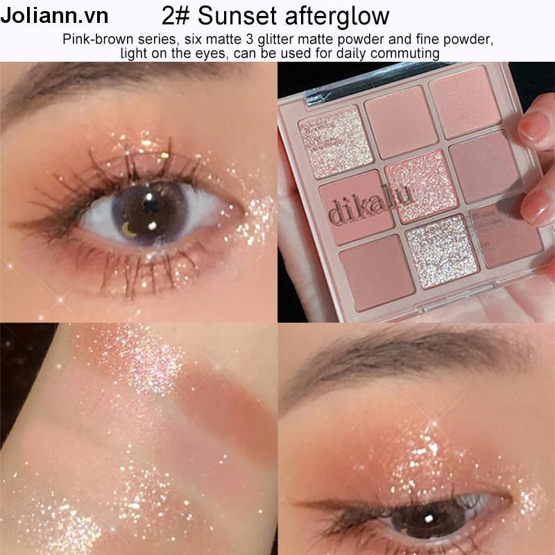 🎐Joliann🎐Bảng Phấn Mắt Màu Lì Và Màu Nhũ Kim Tuyến Trang Điểm Lâu Trôi