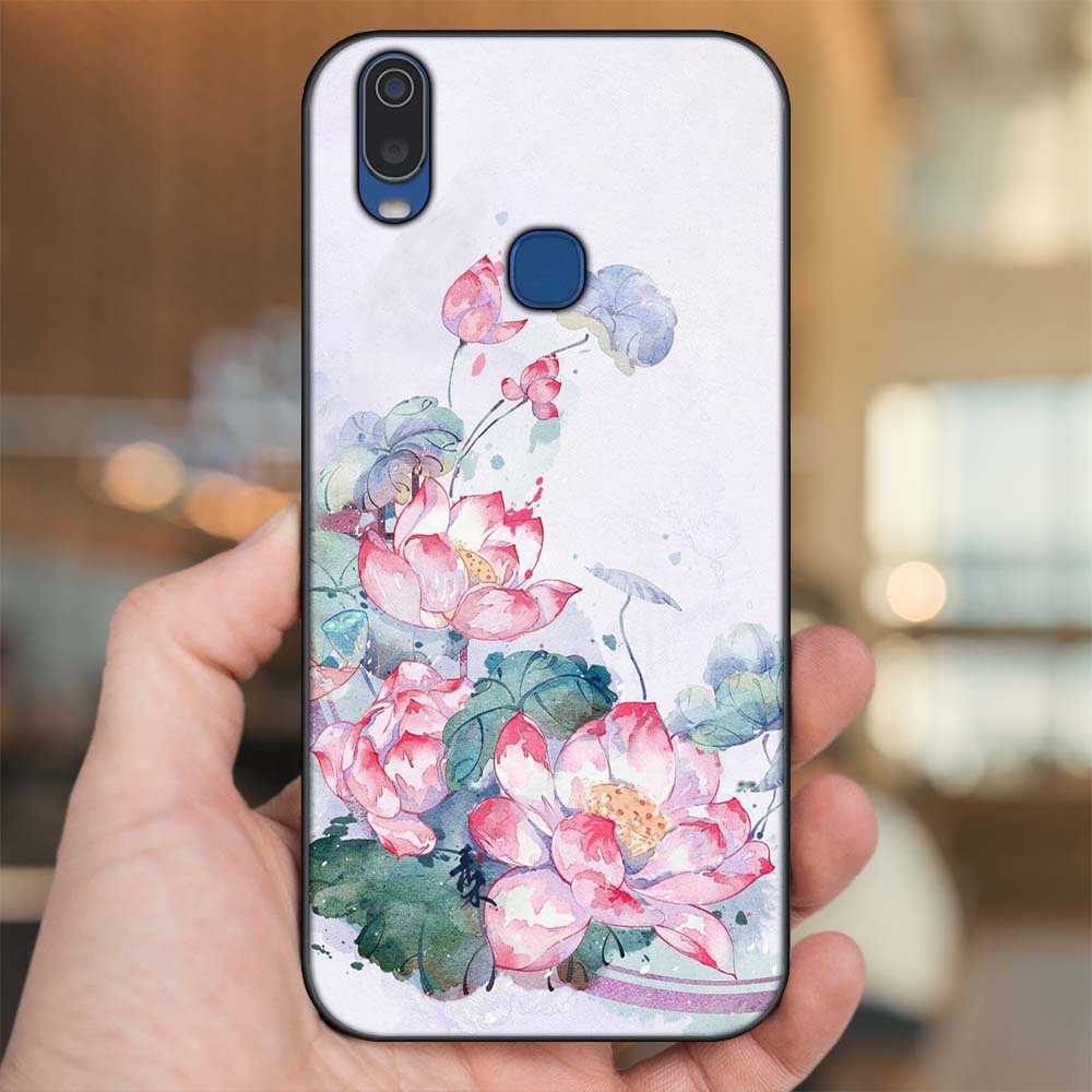 Ốp lưng Vivo Y11 viền đen in hình Hoa Sen Hoa Đẹp