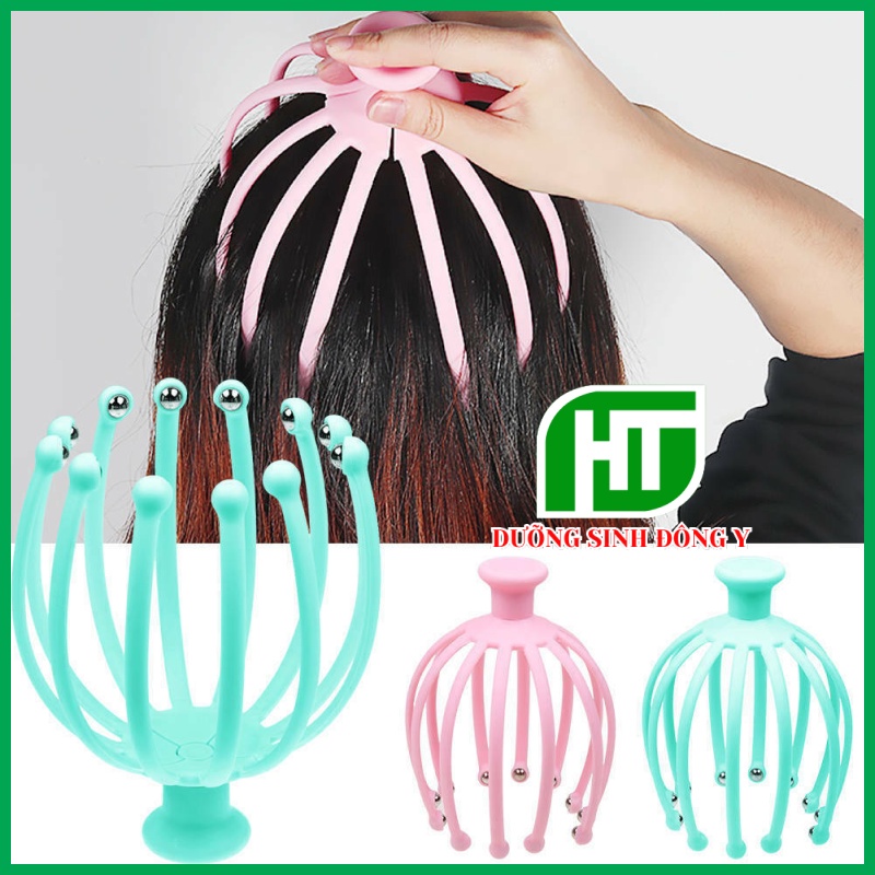 Cây Massage Da Đầu 12 Nhánh Bạch Tuộc Cải Tiến 12 Viên Bi Xoay, Giúp Thư Giãn Giảm Căng Thẳng Gội Đầu Dưỡng Sinh