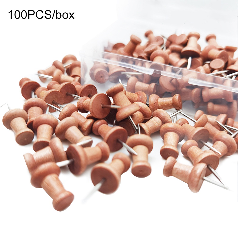 100pcs Reusable Universal Practical Portable Home Office With Storage Box Classroom For Cork Notice Board Wood Push Pin