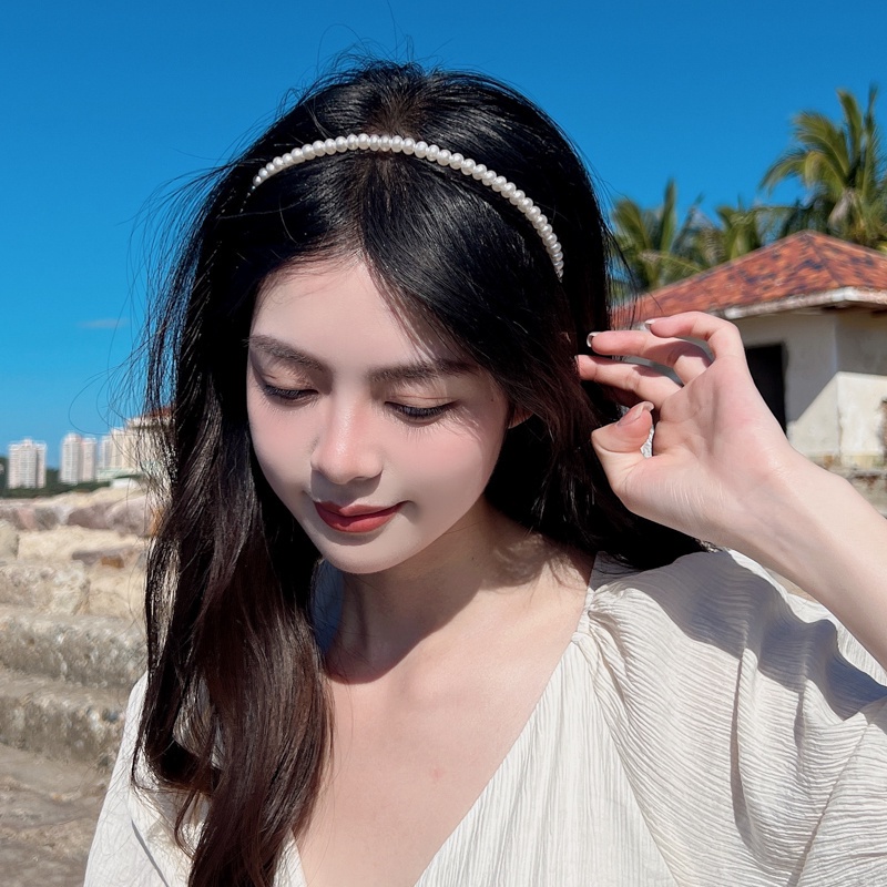 Băng Đô Đính Ngọc Trai Chống Trượt Thời Trang Pháp 2023