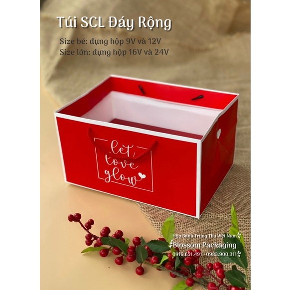 Túi Valentine đáy rộng đựng hộp socola (2 size)