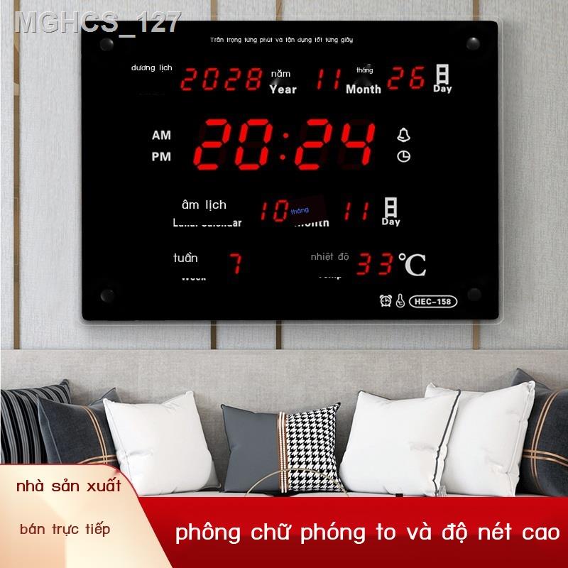 ✺ ℗ Hechuang LED kỹ thuật số lịch vạn niên đồng hồ treo tường phòng khách sáng tạo lịch câm dạ quang màn hình lớn đồng h