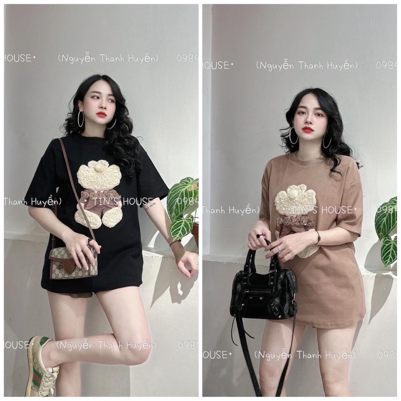 🧬🧬FREESHIP🔥ÁO PHÔNG COTTON HÌNH GẤU THÊU NỔI CỰC ĐẸP. ẢNH THẬT CHỤP SÀN