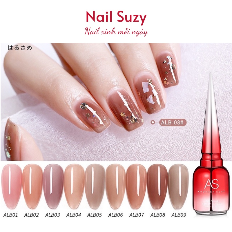 Sơn móng tay AS sơn gel thạch tone hồng nhẹ nhàng nâu tây NAIL SUZY mã ALB 15ml