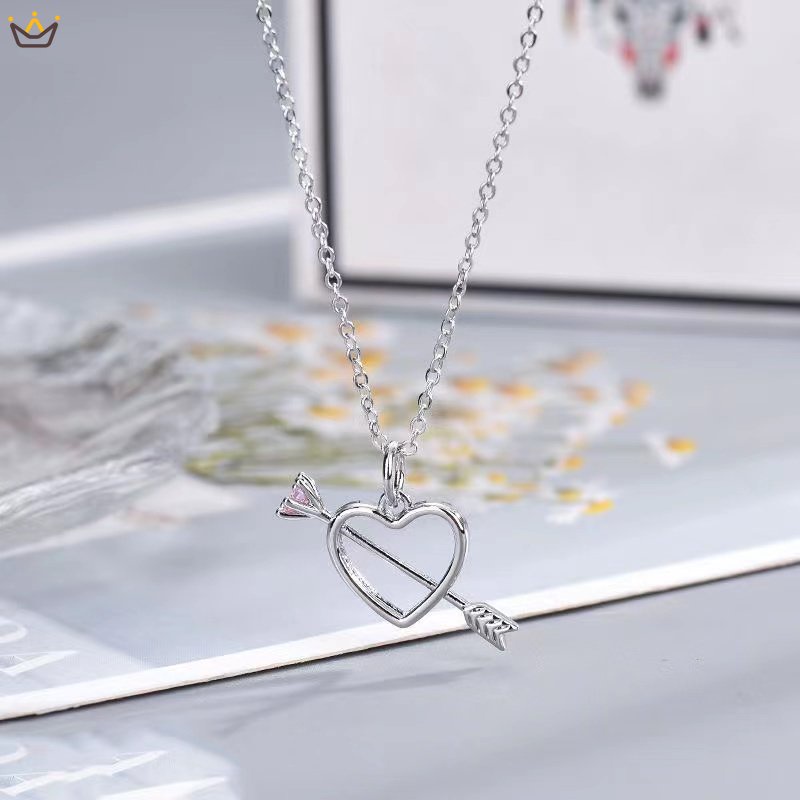 Vòng cổ Mặt Hình Thần Tiên Thần Tiên Thần Tiên Đính Kim Cương Màu Hồng Nhạt Sang Trọng niche Có Mũi Tên Xuyên Qua Trái Tim HGF Cho Nữ