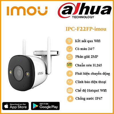Camera wifi ngoài trời IMOU F22FP, camera imou không dây có màu ban đêm, có mic- 309cctv