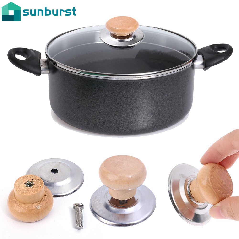 Dụng Cụ Nhấc Nắp Nồi Bằng Thép Không Gỉ Với Tay Cầm Bằng Gỗ Chống Bỏng Tiện Dụng