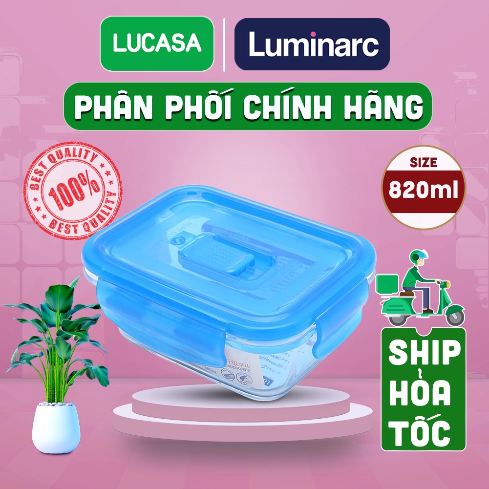 Hộp Thuỷ Tinh Luminarc Pure Active Chữ Nhật 820ml - L1971 | Phân Phối Chính Hãng