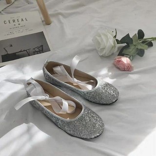 [ SẴN BẠC 36 ] Giày búp bê kim tuyến( có ảnh thật)