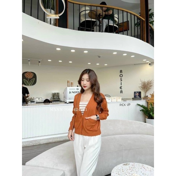 Áo khoác len cardigan hai túi siêu xinh!