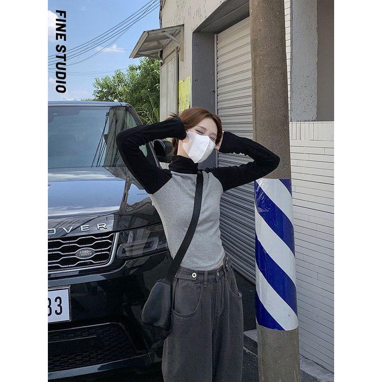 Áo Thun Tay Dài Cổ Lọ Phong Cách Thời Trang Thu Đông Mỹ Hàng Mới Dành Cho Nữ