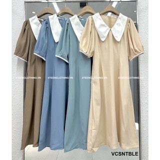 Váy Cổ Sen Nhọn Tay Bo Ly Eo