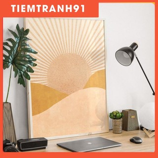 Tranh treo tường | Tranh núi mặt trời, nghệ thuật treo tường hoàng hôn ombre trừu tượng, trang trí tường phong cảnh