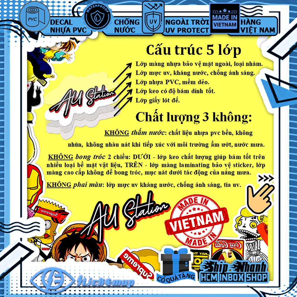 Hình dán sticker THÁM TỬ CONAN chống nước, dán mũ bảo hiểm, dán laptop, dán vali, dán xe, không thấm nước, decal