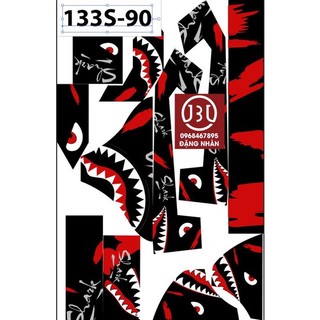 Tem trùm xe điện 133s mã 90 cá mập đen-đỏ