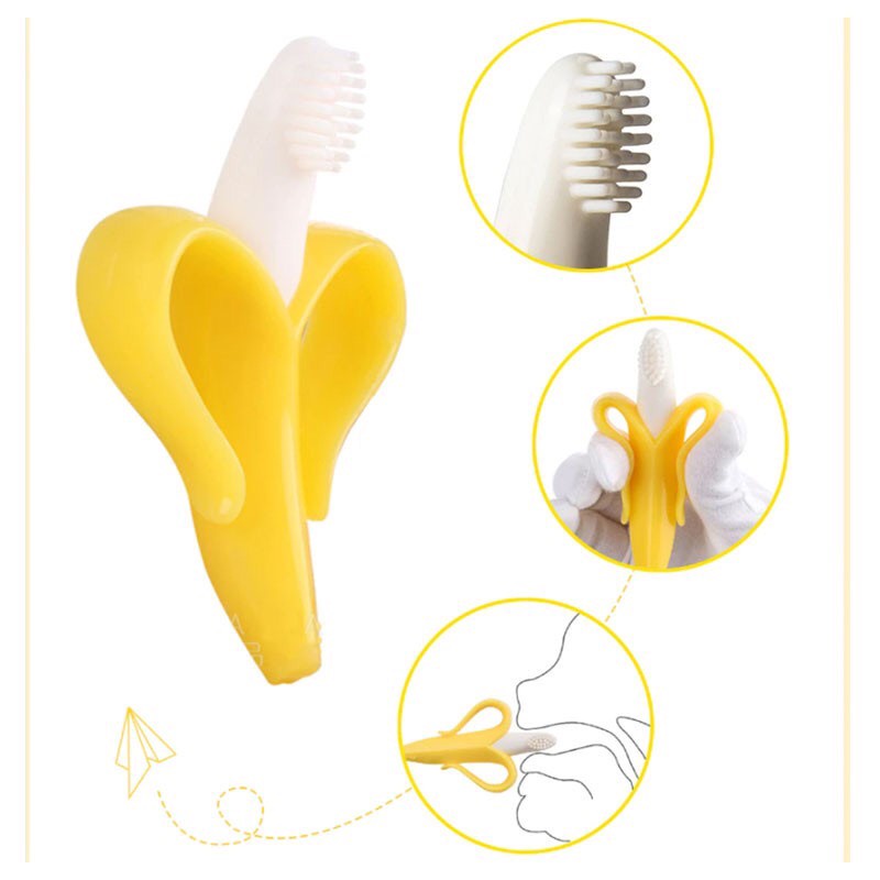 Gặm nướu Silicon Kichilachi hình hươu và chuối mềm mại, an toàn cho bé